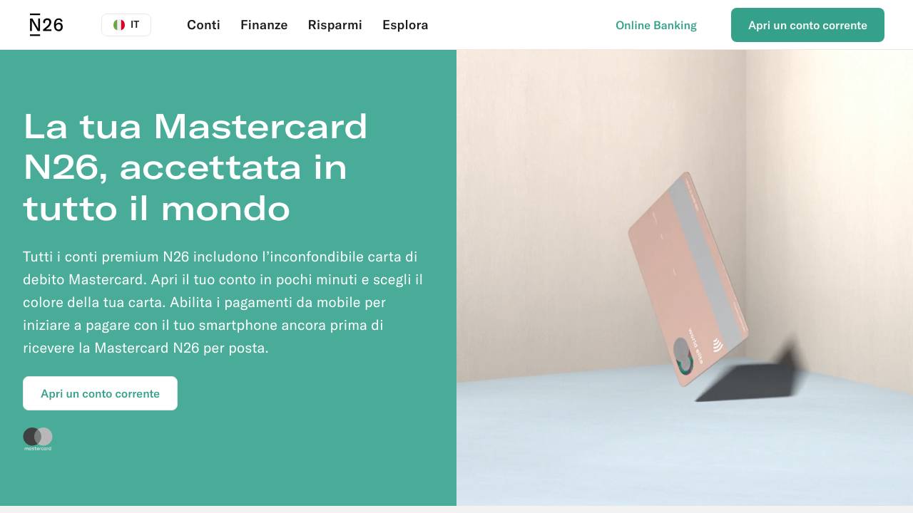 Homepage N26 Business carta