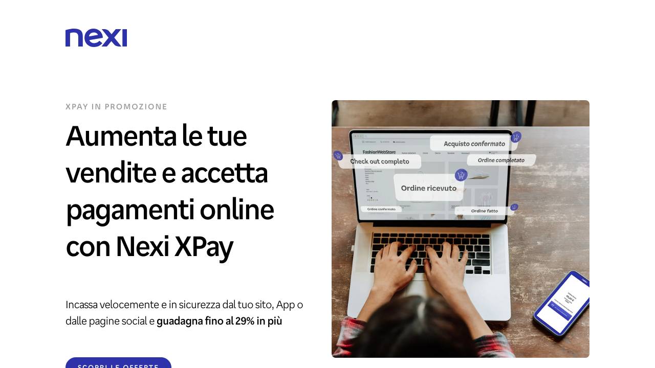 Homepage Nexi XPay POS virtuale