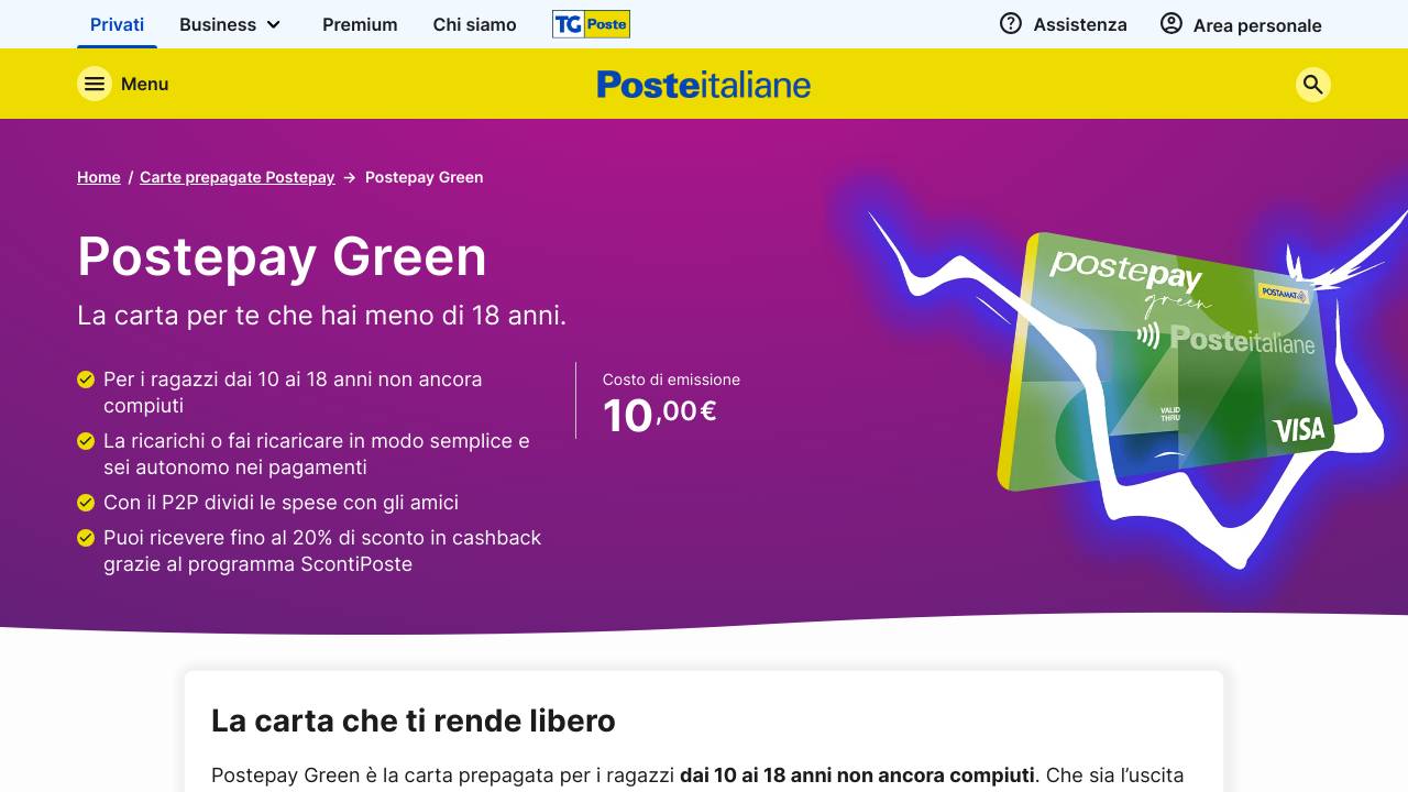 Homepage Postepay Green