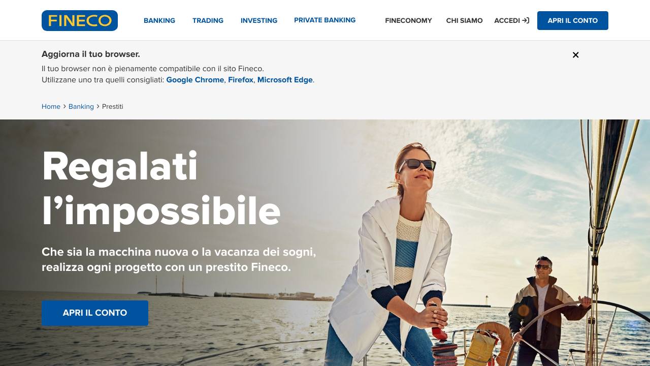 Homepage Prestito Fineco