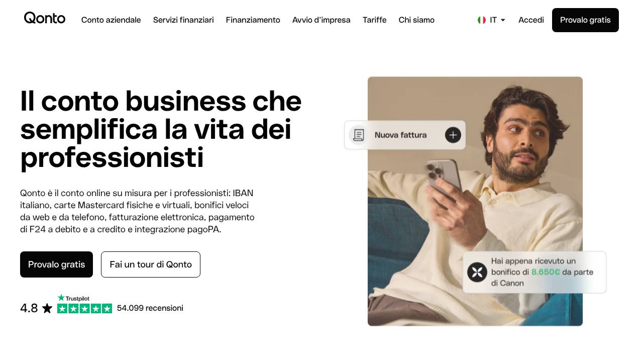 Homepage Qonto Basic