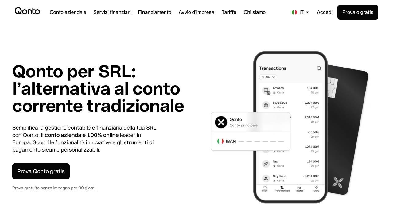 Homepage Qonto Business