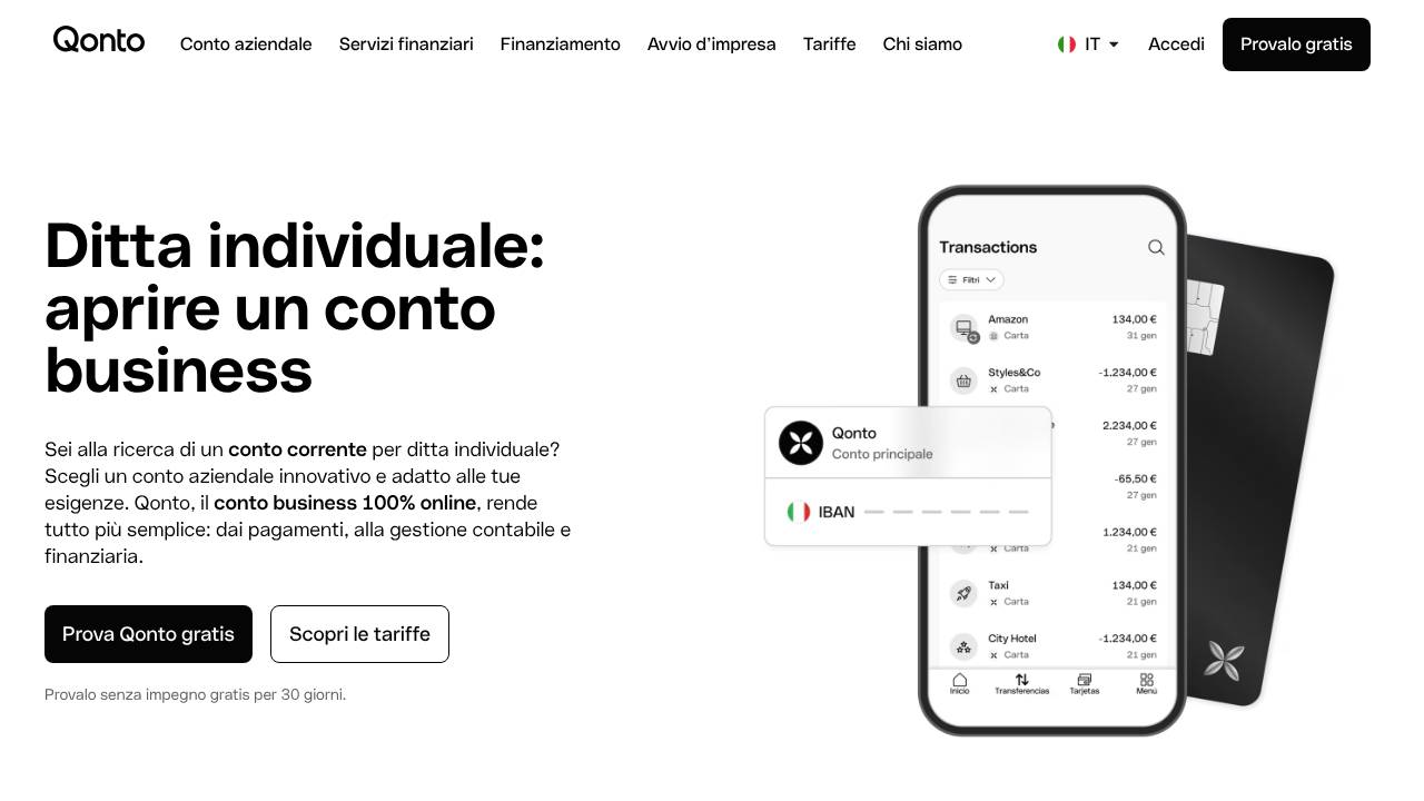 Homepage Qonto Premium