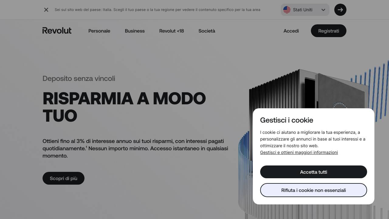 Homepage Revolut conto deposito