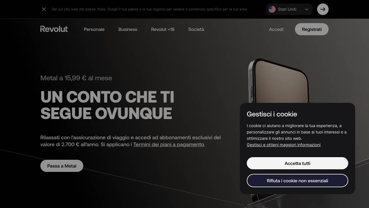 Homepage Revolut Metal