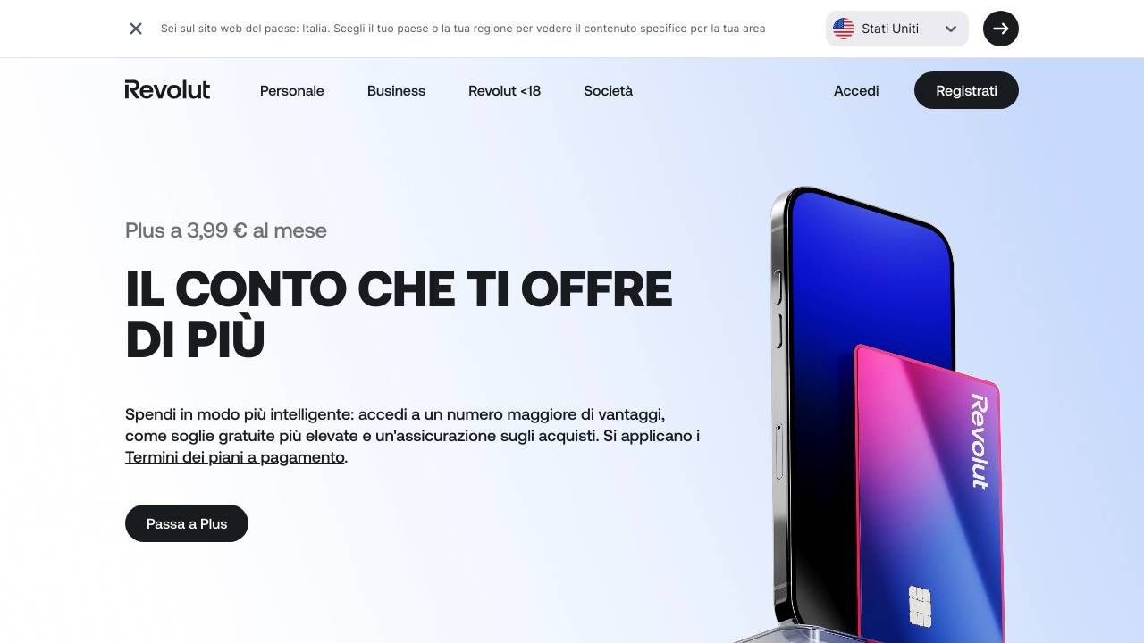 Homepage Revolut Plus