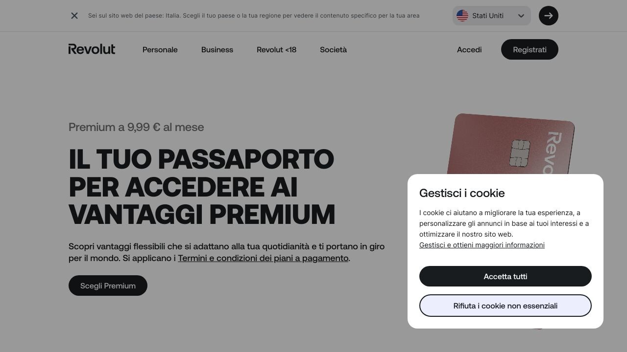 Homepage Revolut Premium