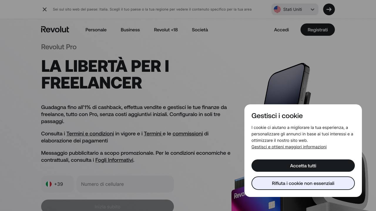 Homepage Revolut Pro