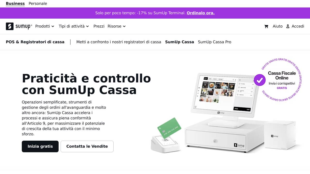 Homepage SumUp Cassa